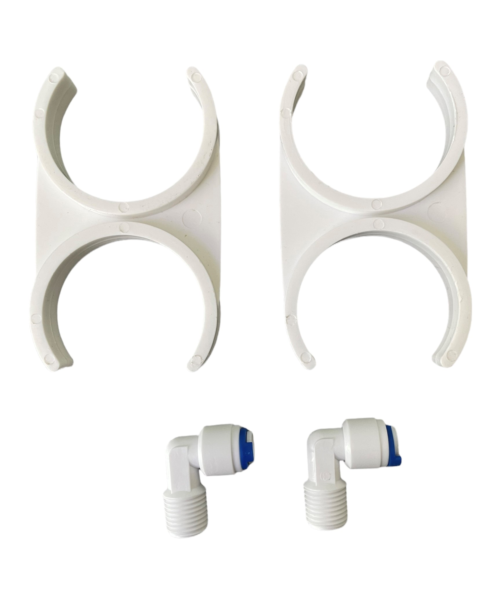 Anschluss - Set ( 2 x Doppelklammer + 2 x Winkel 1/4" Zoll )