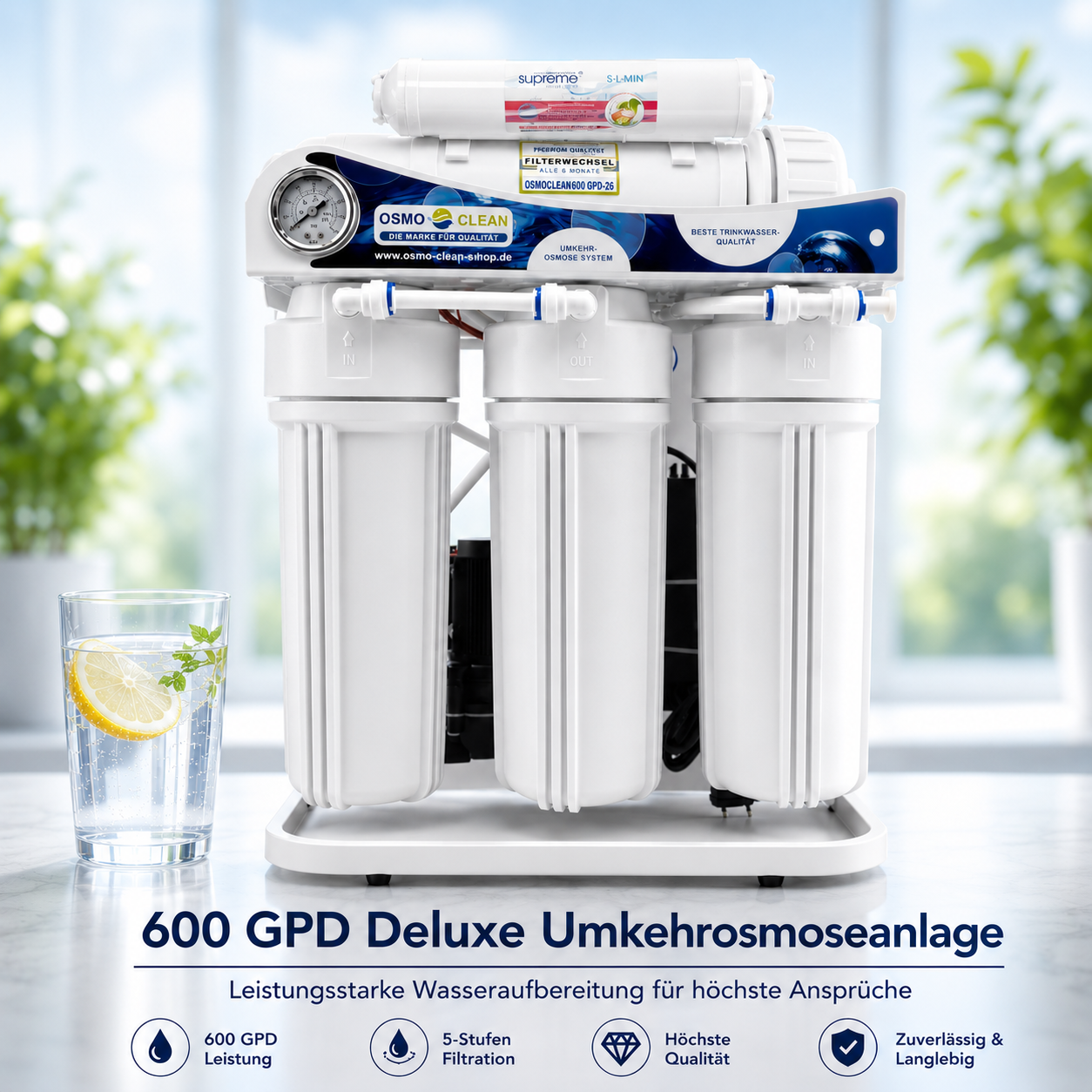 Deluxe Osmoseanlage 600 GPD Commercial brushless - 12 Stunden Dauerbetrieb Deluxe