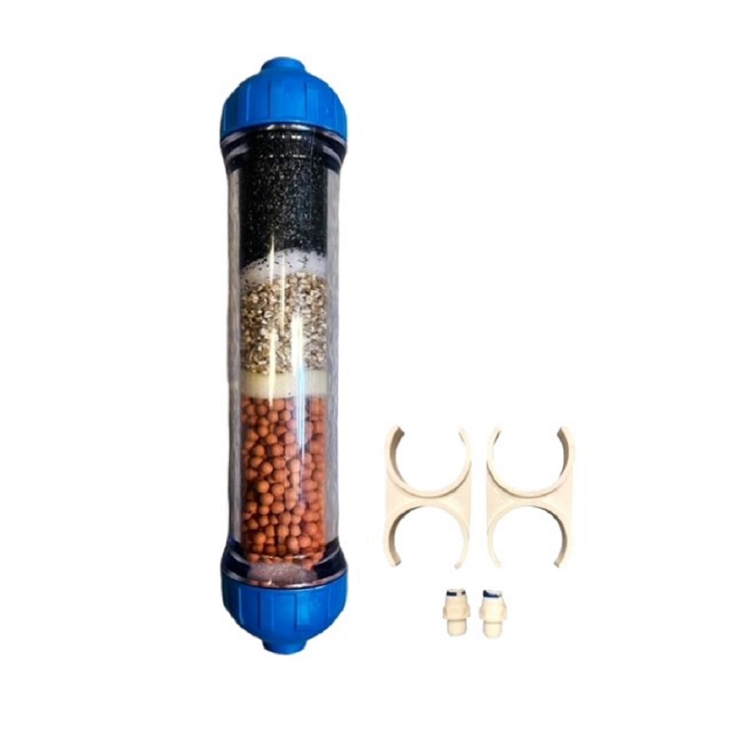 3-Phasen Alkalisierungs & Mineralisierungsfilter Mineral Filter Anschlussset 2x Klammer+2x Kupplung