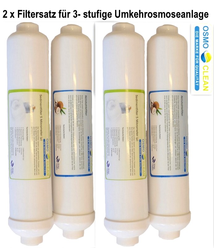 2 x Filtersatz für 3-stufiges Umkehrosmosesystem, Osmoseanlage, Osmoclean, Filterset