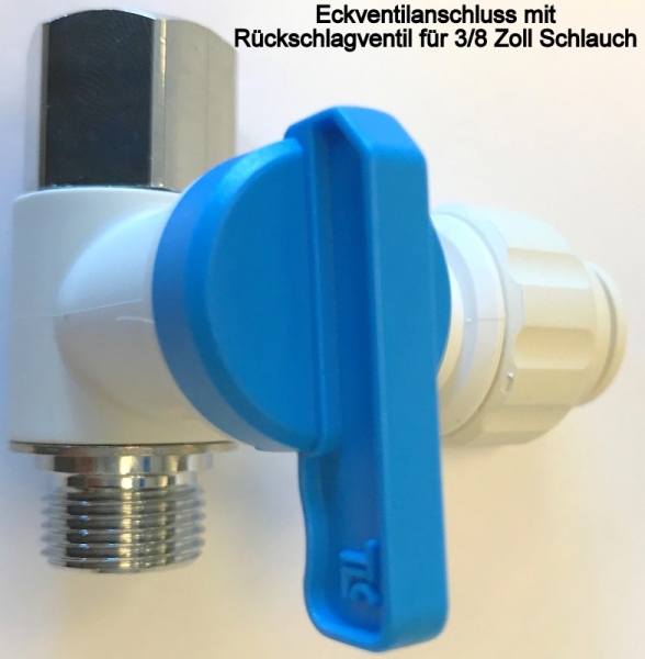 Eckventilanschluss mit Rückschlagventil für 3/8"  Zoll Schlauch
