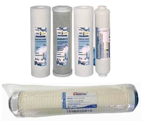 Filtersatz für 5-stufige Umkehrosmose + Sidestream Membrane 500 GPD