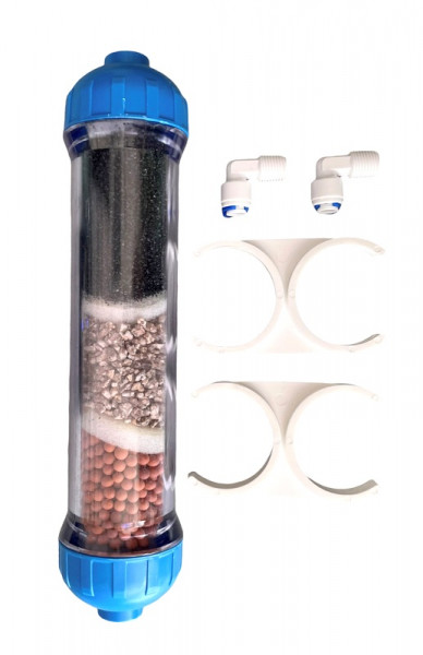 3-Phasen Alkalisierungs & Mineralisierungsfilter Mineral Filter Anschlussset 2x Klammer+2x Kupplung-